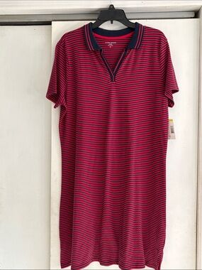 Laura Scott Red & Navy Striped Polo dress - casual living